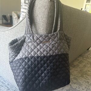 MZ Wallace Quilted Gray and Black Two-Tone Tote